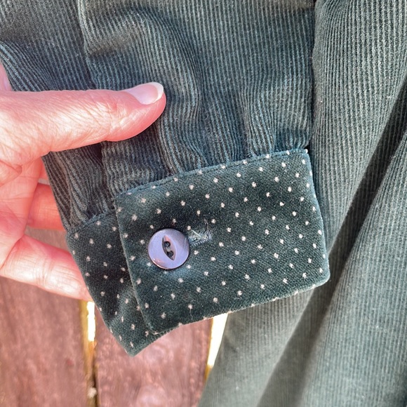 Vintage Orvis 14 P Green Dress Corduroy Long Sleeve ShirtDress Shirt USA Cotton - Picture 4 of 14